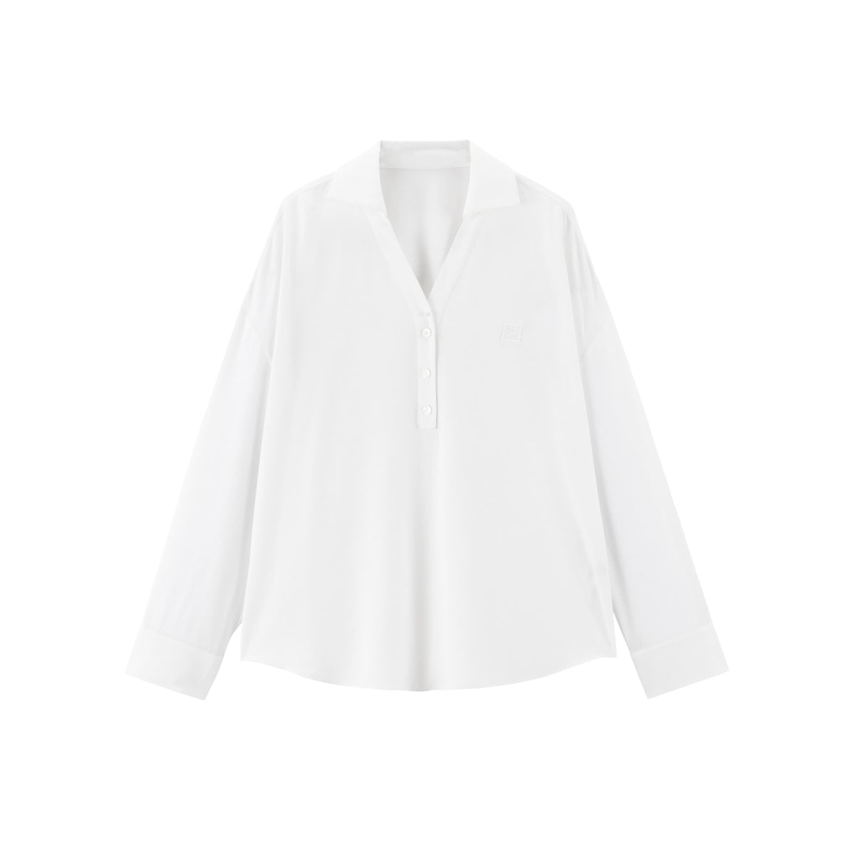 Women's Minimal Linen-Blend V-Neck Pullover Shirt