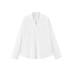 Women's Minimal Linen-Blend V-Neck Pullover Shirt