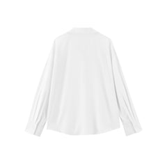 Women's Minimal Linen-Blend V-Neck Pullover Shirt