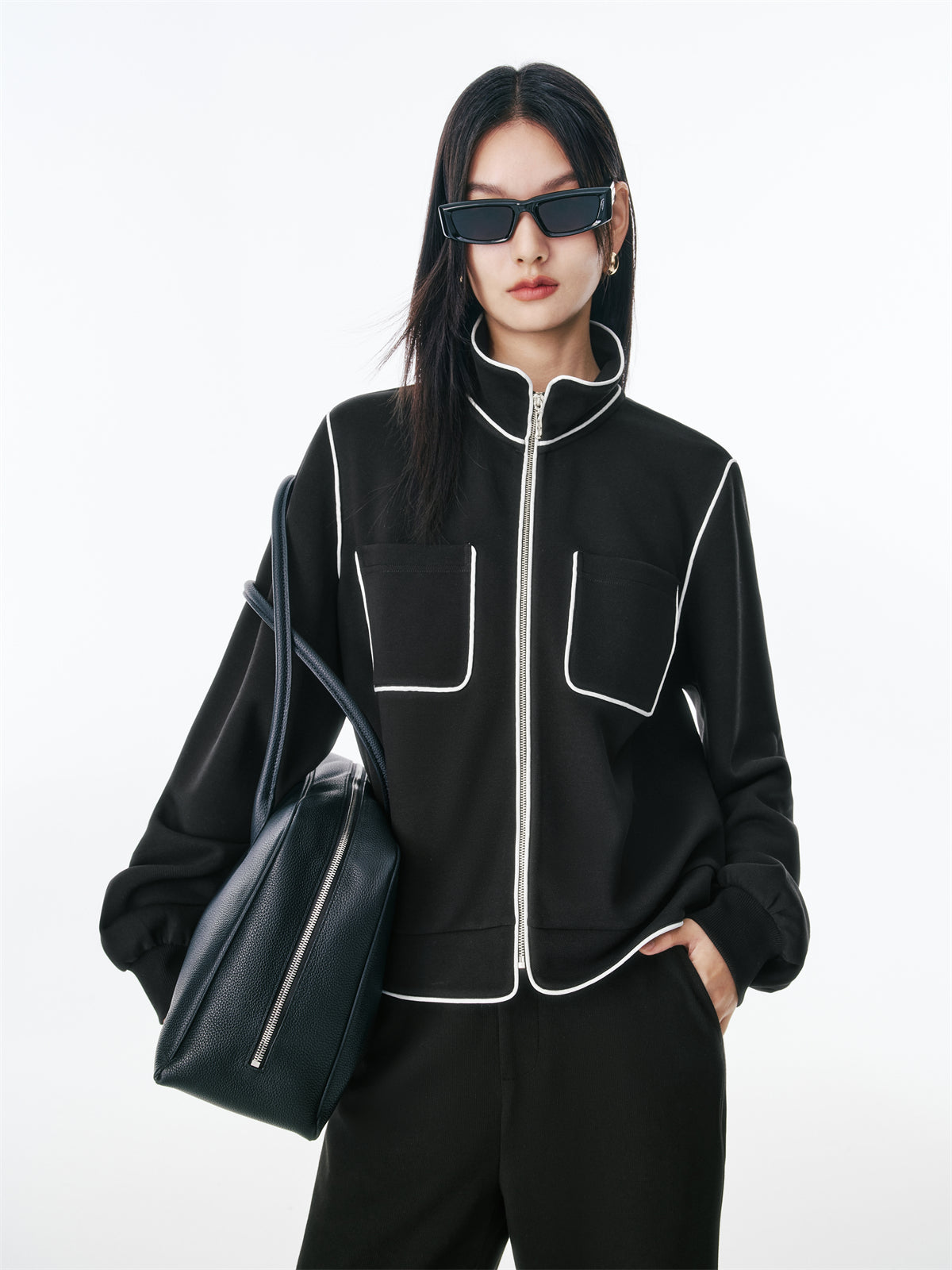 Women's Contrast-Trim Tweed-Inspired Jacket