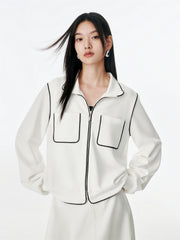 Women's Contrast-Trim Tweed-Inspired Jacket
