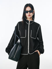 Women's Contrast-Trim Tweed-Inspired Jacket