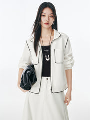 Women's Contrast-Trim Tweed-Inspired Jacket