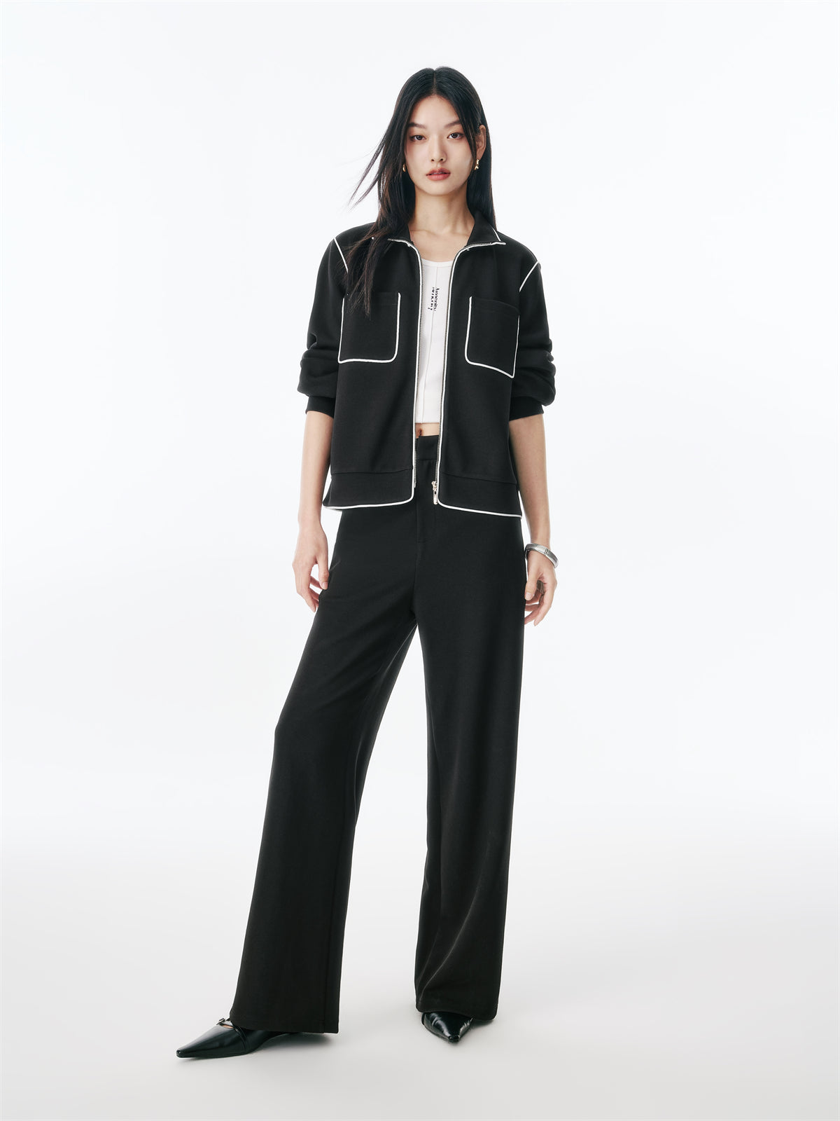 Women's Contrast-Trim Tweed-Inspired Jacket