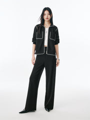 Women's Contrast-Trim Tweed-Inspired Jacket
