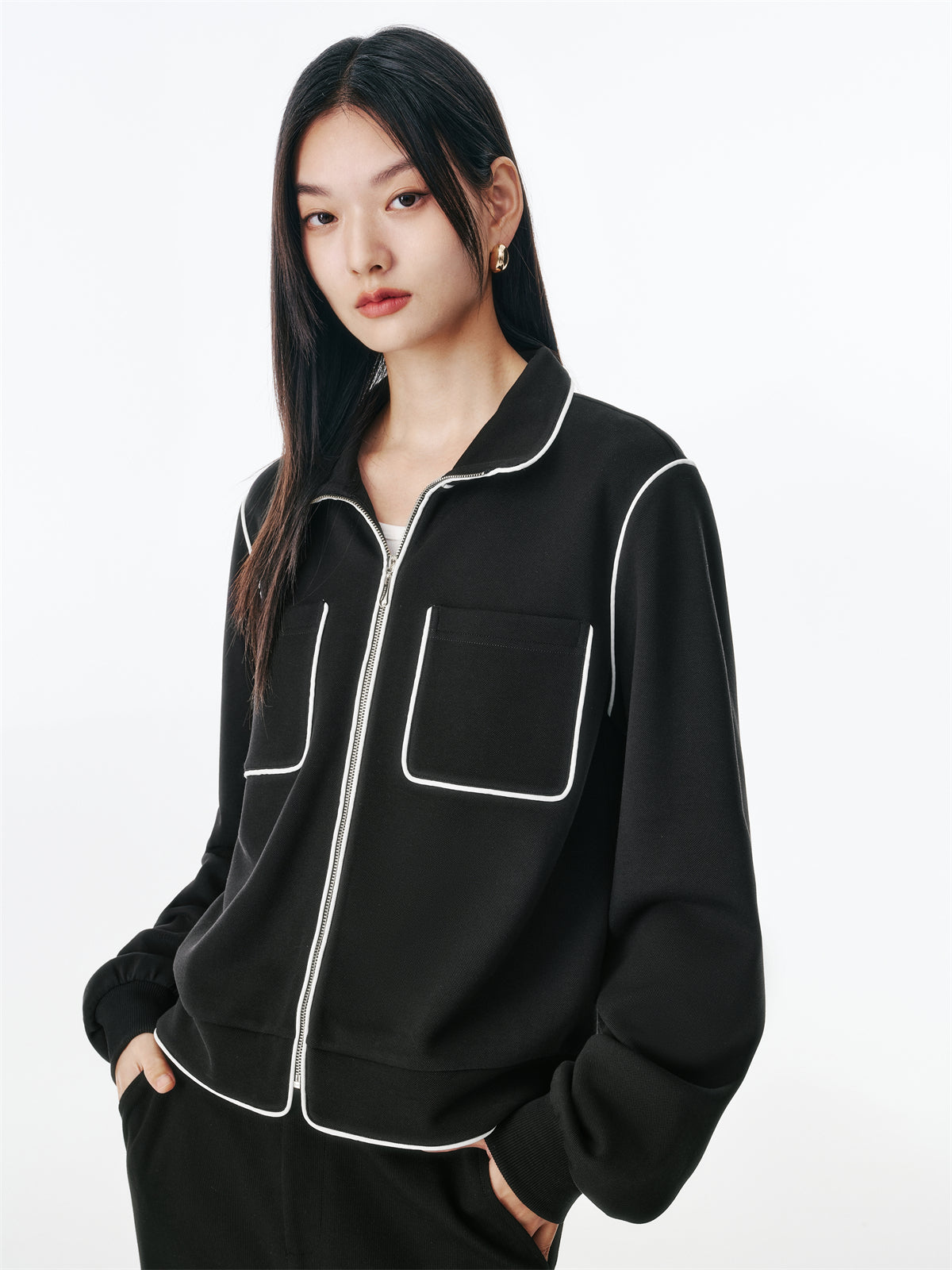 Women's Contrast-Trim Tweed-Inspired Jacket
