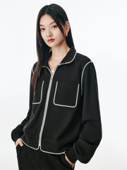 Women's Contrast-Trim Tweed-Inspired Jacket