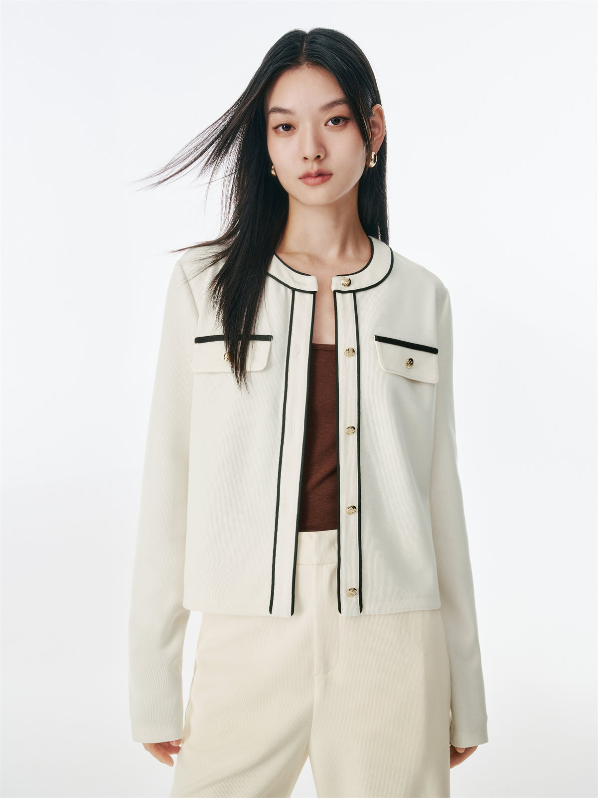 Women's Classic Tweed-Inspired Short Jacket