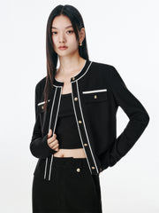 Women's Classic Tweed-Inspired Short Jacket
