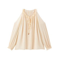 Women's French-style off-shoulder long-sleeve T-shirt