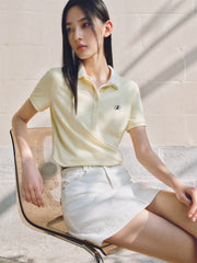 Women's Embroidered Polo Shirt with Mulberry Silk