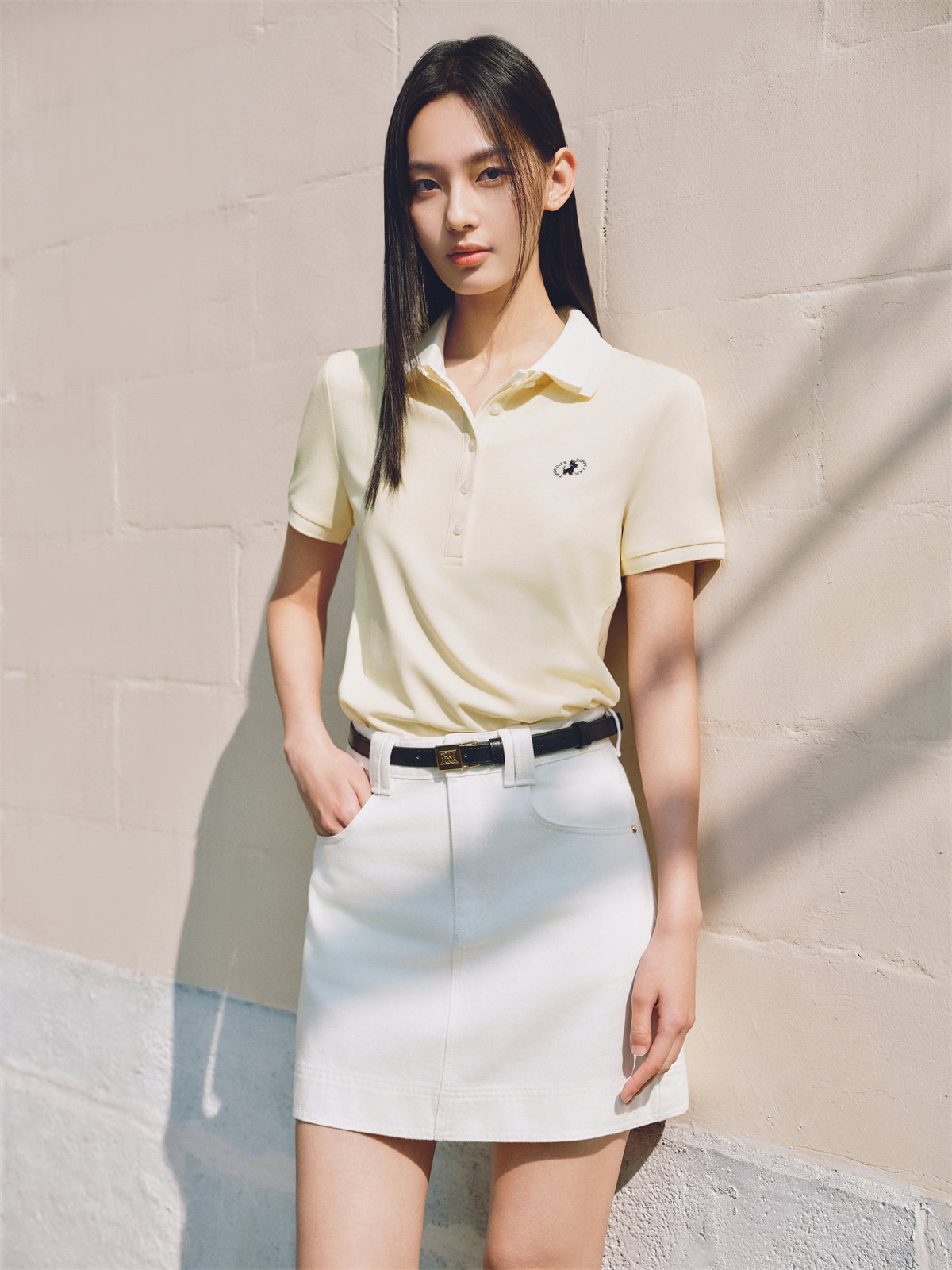 Women's Embroidered Polo Shirt with Mulberry Silk