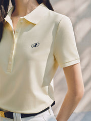 Women's Embroidered Polo Shirt with Mulberry Silk