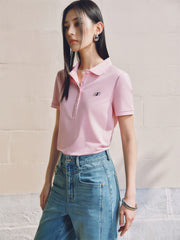 Women's Embroidered Polo Shirt with Mulberry Silk