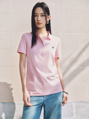 Women's Embroidered Polo Shirt with Mulberry Silk