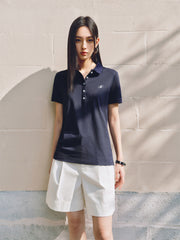 Women's Embroidered Polo Shirt with Mulberry Silk