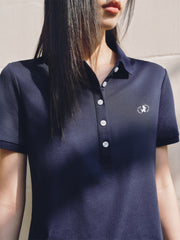 Women's Embroidered Polo Shirt with Mulberry Silk