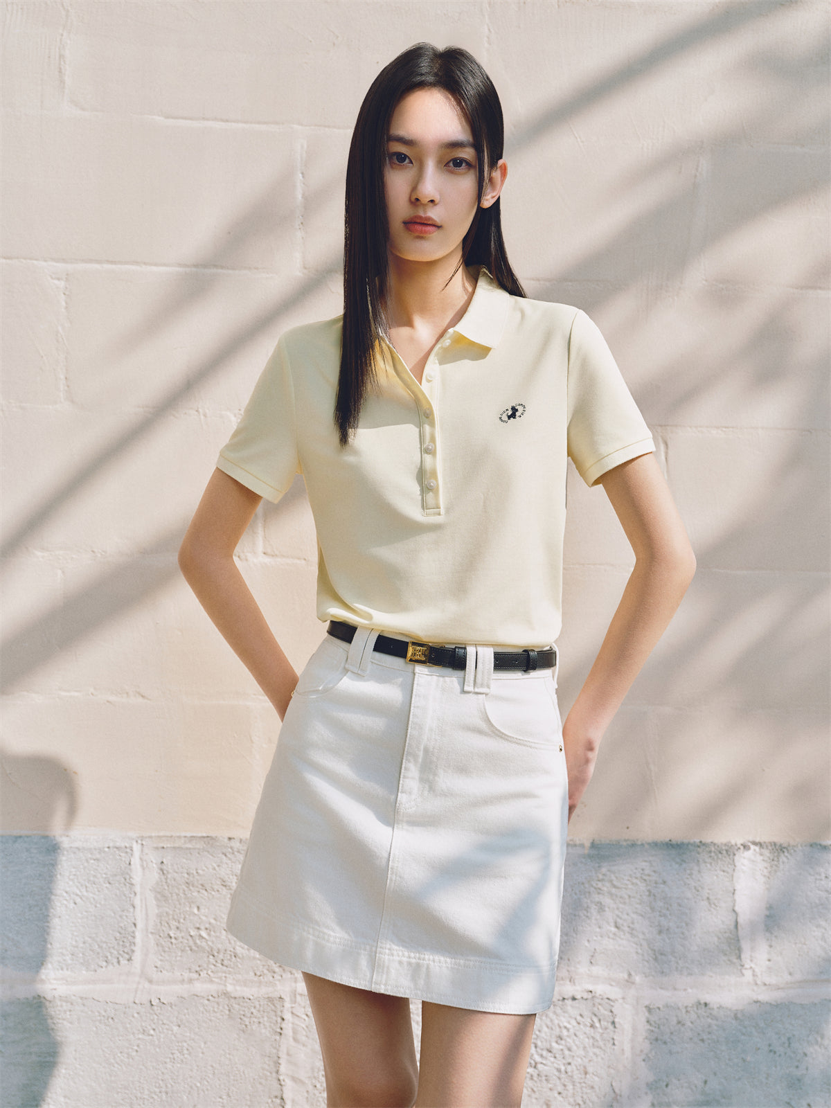 Women's Embroidered Polo Shirt with Mulberry Silk