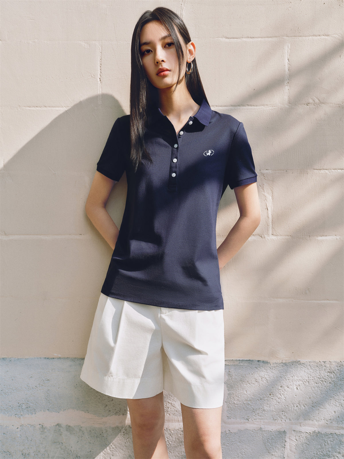 Women's Embroidered Polo Shirt with Mulberry Silk