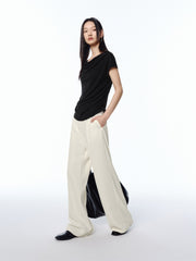 Women's Draped Neck Acetate Ruched T-Shirt