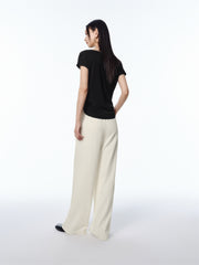 Women's Draped Neck Acetate Ruched T-Shirt