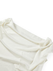 Women's Draped Neck Acetate Ruched T-Shirt