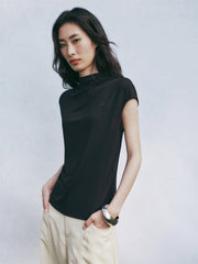 Women's Mock Neck Cap Sleeve T-Shirt