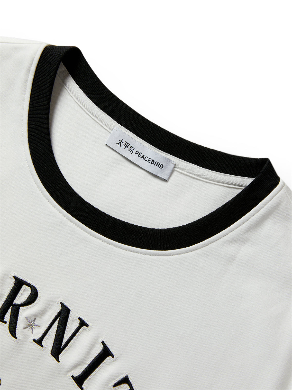 Women's Printed and Embroidered T-Shirt with Contrast Trim