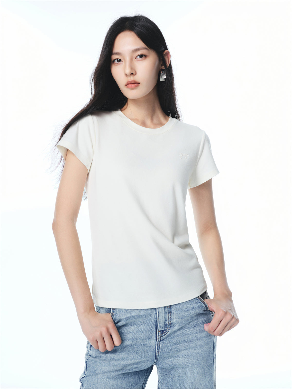 Women's Basic White Brushed T-Shirt