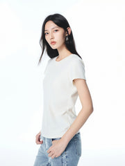 Women's Basic White Brushed T-Shirt