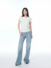 Women's Basic White Brushed T-Shirt