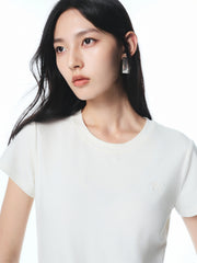 Women's Basic White Brushed T-Shirt