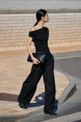 Women's Solid Drape-Neck Slim-Fit Tee