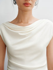 Women's Solid Drape-Neck Slim-Fit Tee