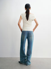 Women's Solid Drape-Neck Slim-Fit Tee