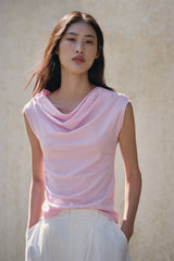 Women's Solid Drape-Neck Slim-Fit Tee
