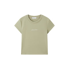 Women's Cropped Slim-Fit Letter Print T-Shirt
