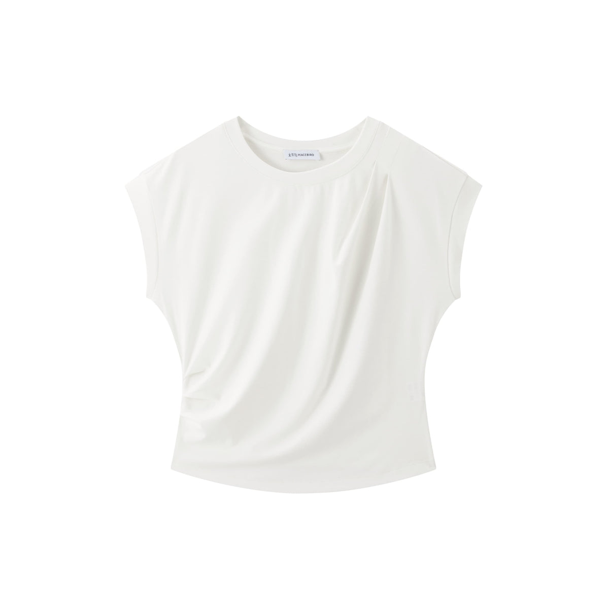 Women's Cropped Ruched-Waist Cap-Sleeve T-Shirt