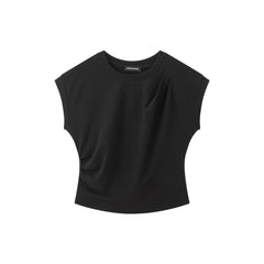 Women's Cropped Ruched-Waist Cap-Sleeve T-Shirt