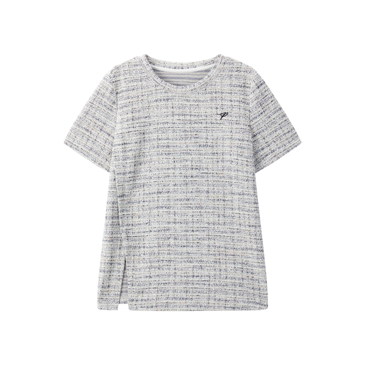 Women's Tweed-Texture T-Shirt with Side Slit