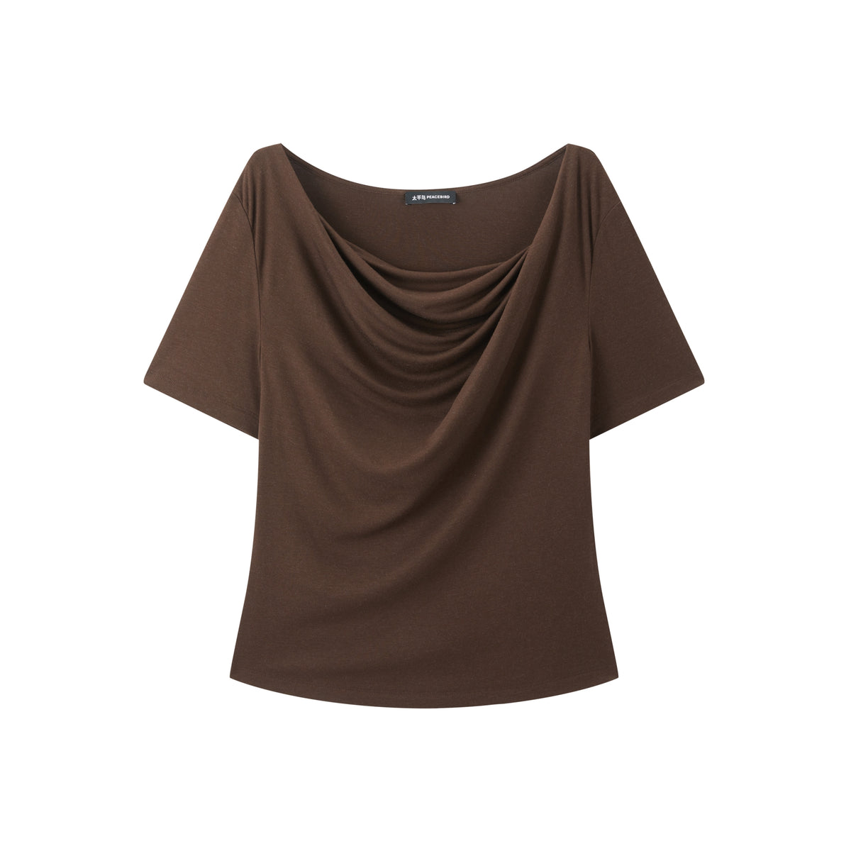 Women's casual draped collar short-sleeve top