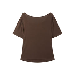 Women's casual draped collar short-sleeve top