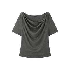 Women's casual draped collar short-sleeve top
