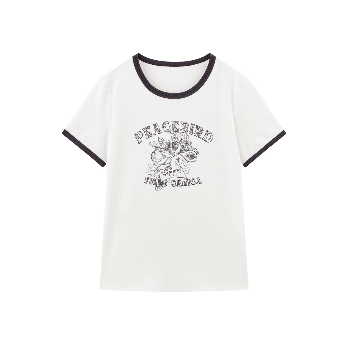 Women's Printed Contrast Trim Short Sleeve T-shirt