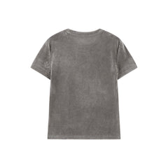 Women's velvet graffiti print regular shoulder T-shirt