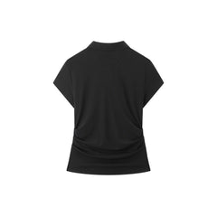 Women's Cropped Slim-Fit Ruched Polo Shirt