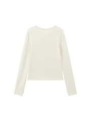 Women's Y2K Soft Knit Long-Sleeve T-Shirt with Finger-Hole Cuffs
