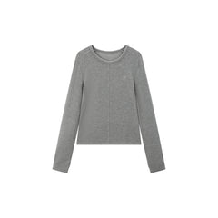Women's Y2K Soft Knit Long-Sleeve T-Shirt with Finger-Hole Cuffs
