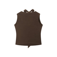 Women's Elegant Draped Collar Waist-Cinched Tank Top