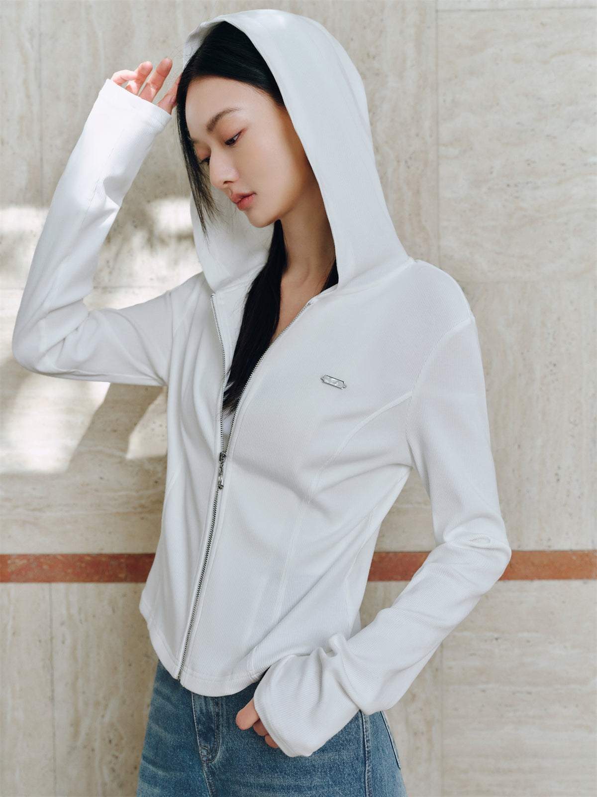 Women's Slim-Fit Contoured Panel Hooded Sweatshirt